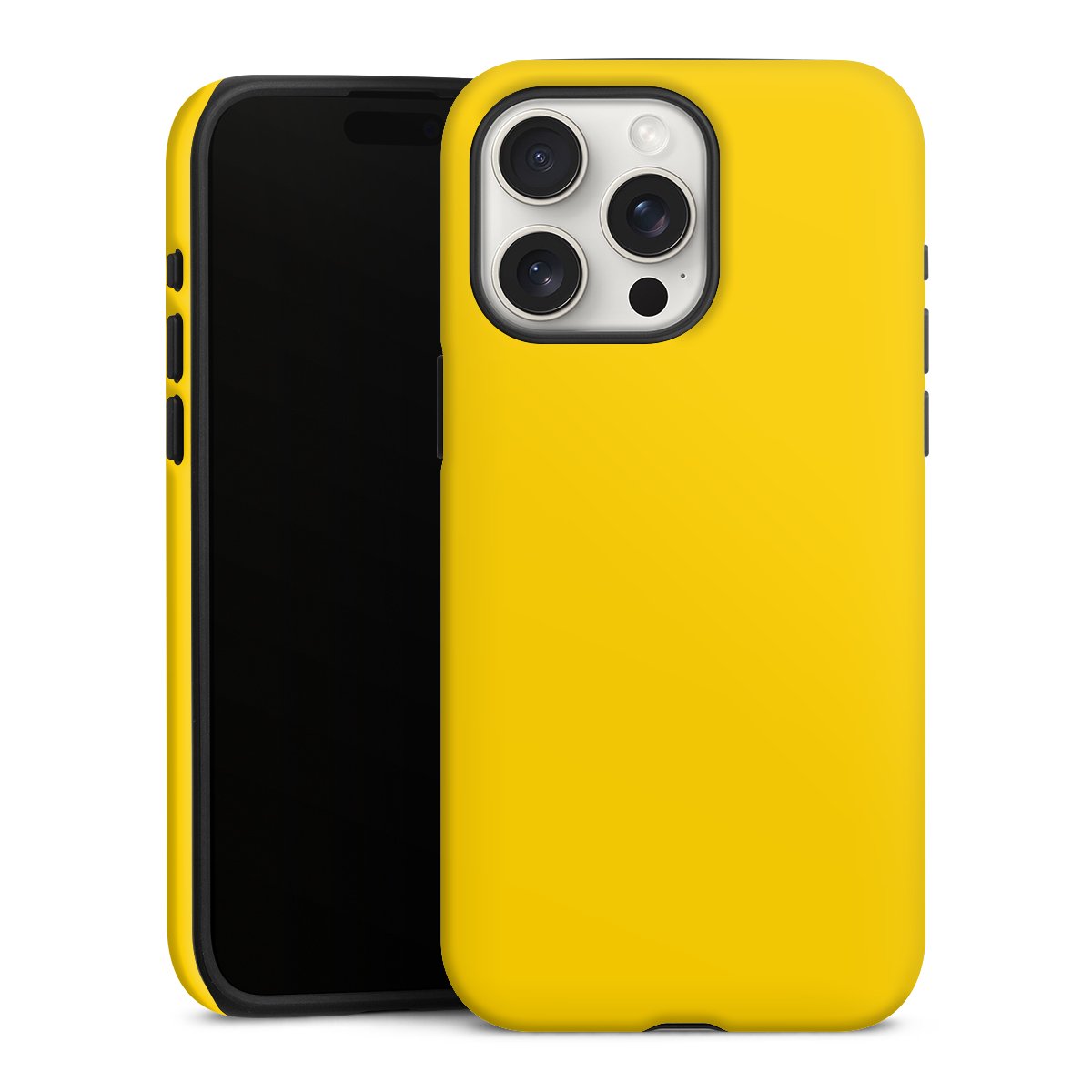 iPhone 15 Pro Max Handy Panzer Handyhülle robuste Outdoor Hülle Schutzhülle matt Yellow Unicoloured Colour Tough Case