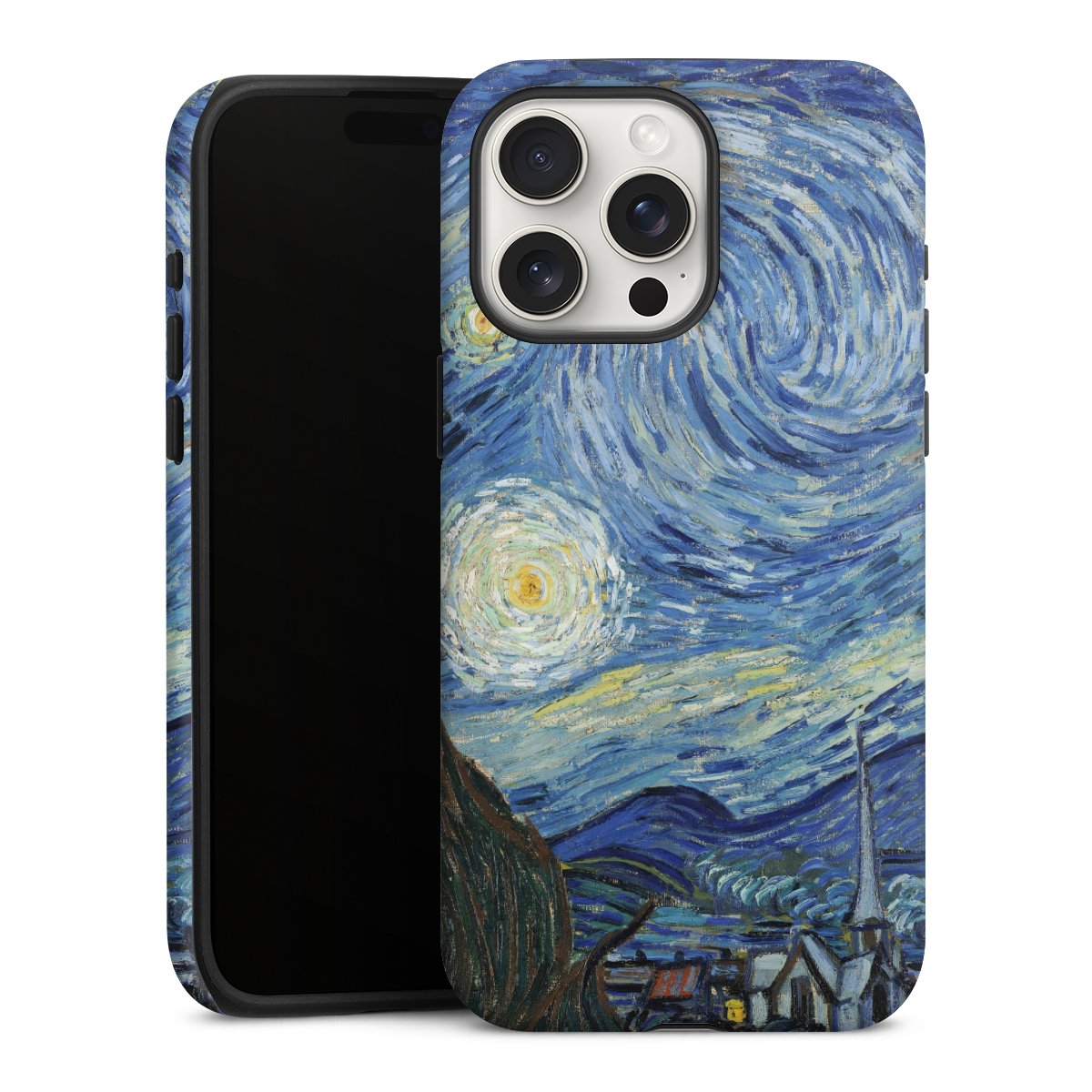 iPhone 15 Pro Max Handy Panzer Handyhülle robuste Outdoor Hülle Schutzhülle matt The Starry Night Kunst Vincent Van Gogh Tough Case