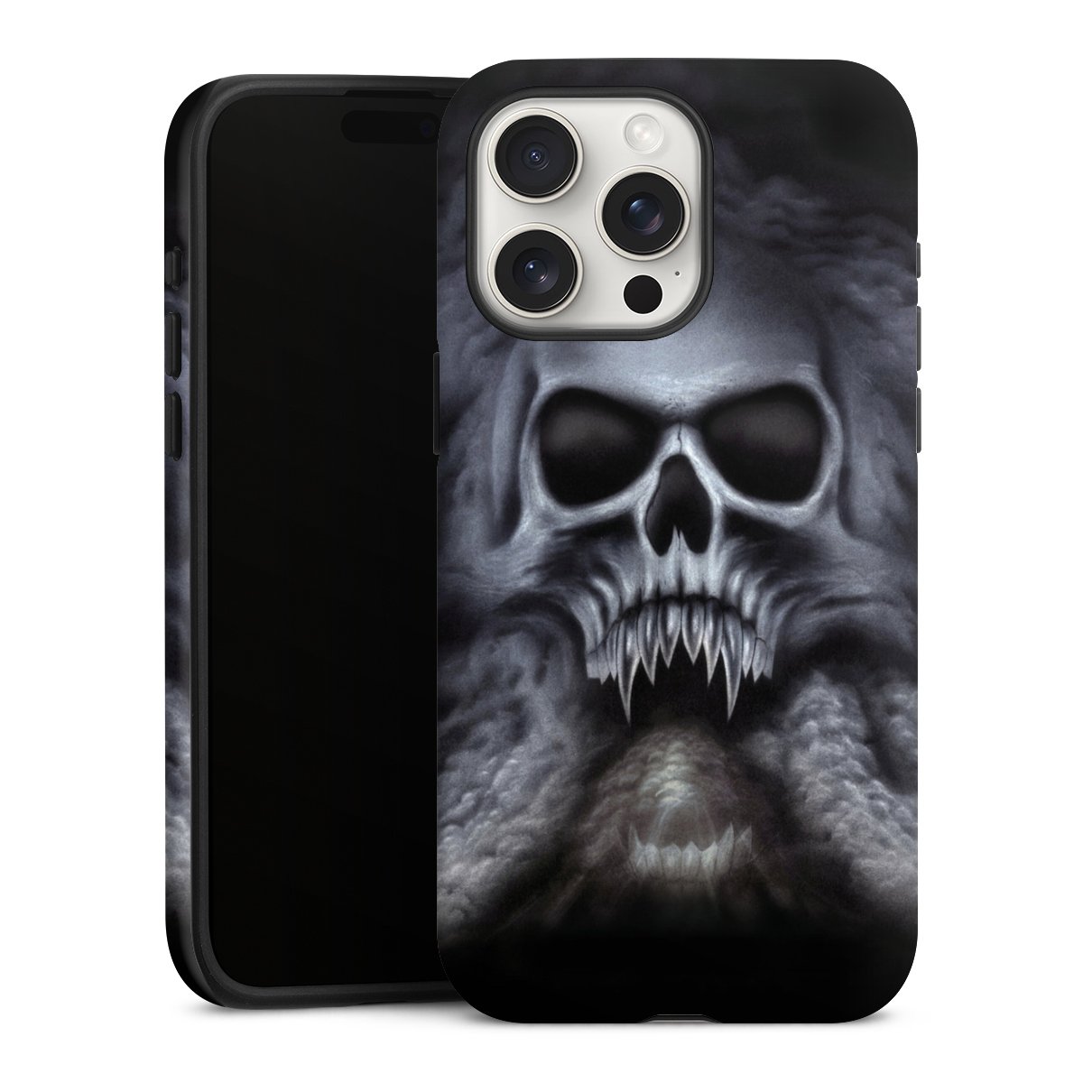 iPhone 15 Pro Max Handy Panzer Handyhülle robuste Outdoor Hülle Schutzhülle matt Totenkopf Skull Tough Case