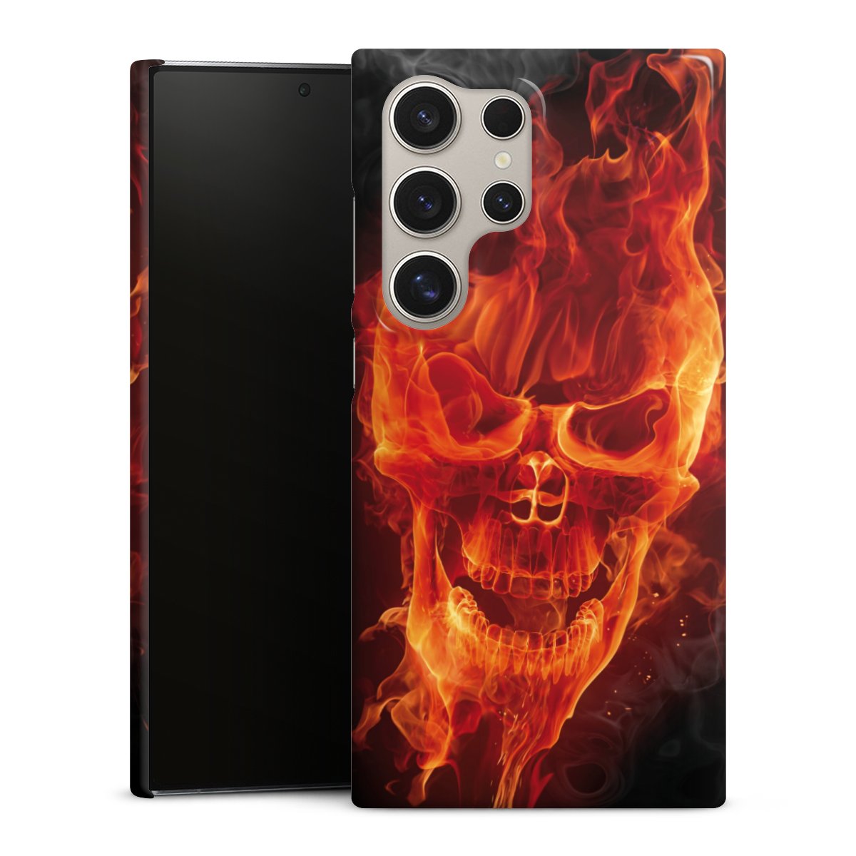 Galaxy S24 Ultra Handy Premium Case Smartphone Handyhülle Schutzhülle glänzend Totenkopf Skull Fire Premium Case