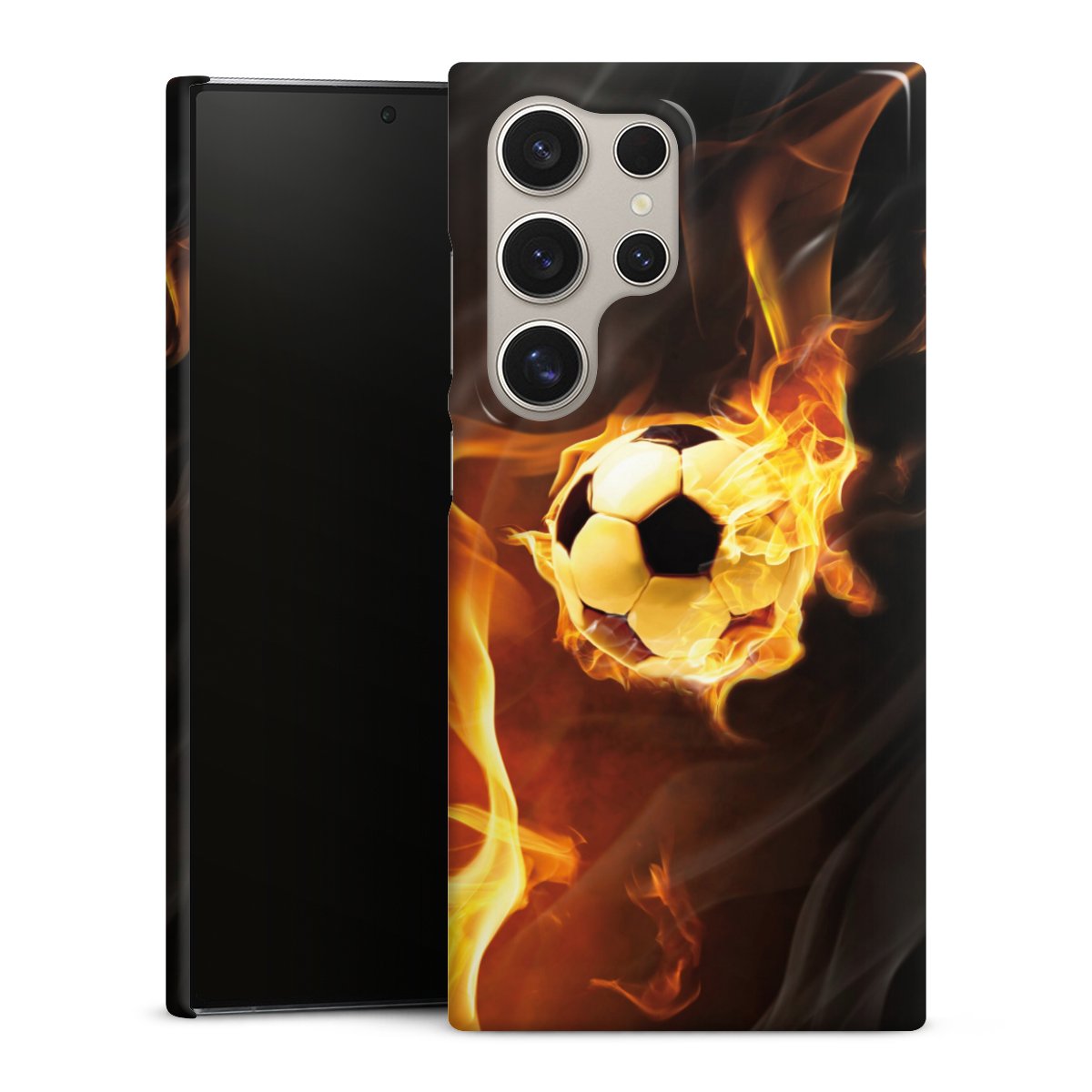 Galaxy S24 Ultra Handy Premium Case Smartphone Handyhülle Schutzhülle glänzend Ball Fire Soccer Premium Case