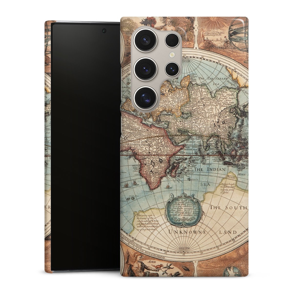 Galaxy S24 Ultra Handy Premium Case Smartphone Handyhülle Schutzhülle glänzend World Map Vintage Map Premium Case