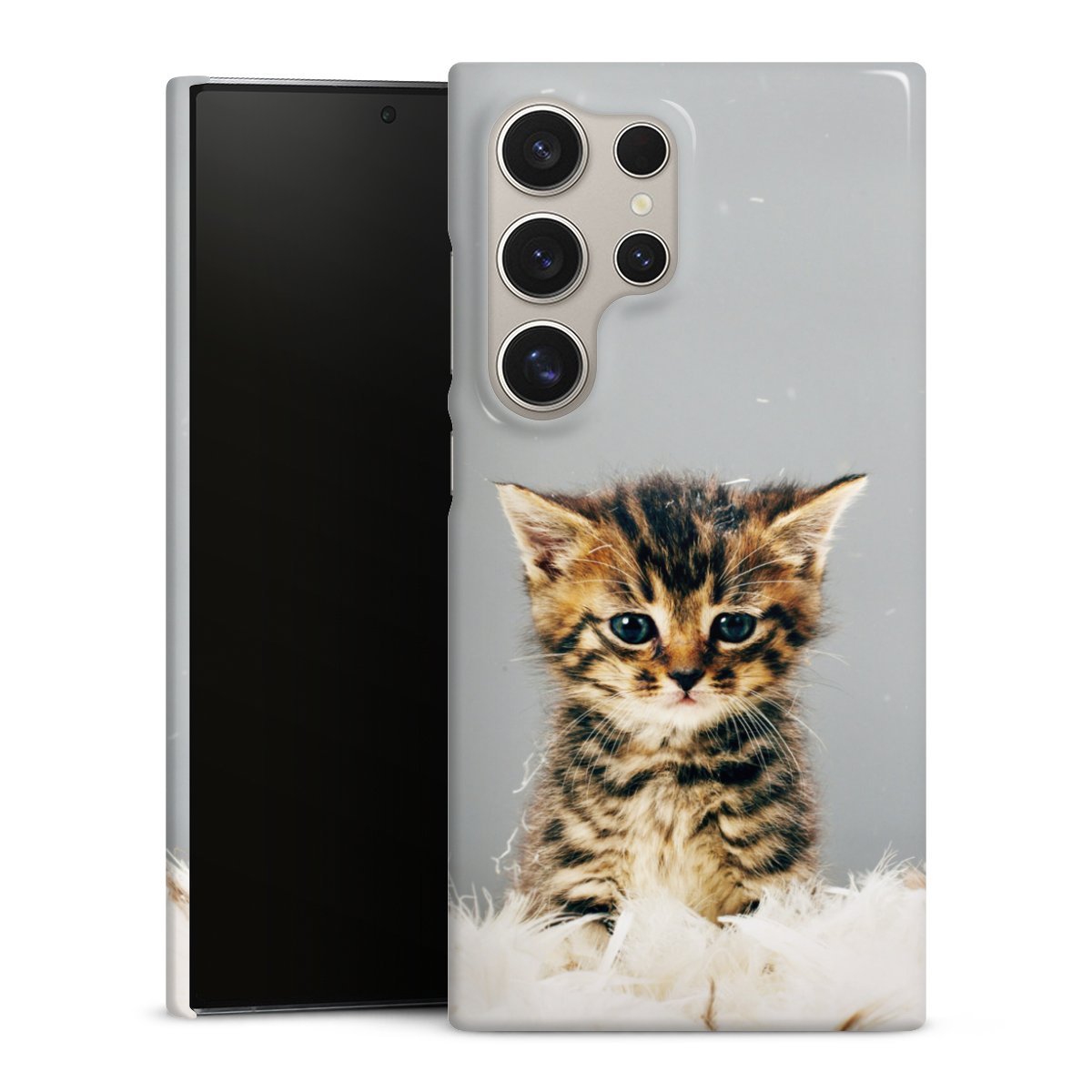 Galaxy S24 Ultra Handy Premium Case Smartphone Handyhülle Schutzhülle glänzend Cat Feather Pet Premium Case