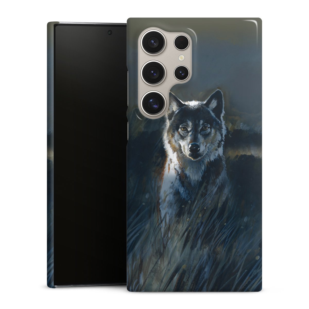 Galaxy S24 Ultra Handy Premium Case Smartphone Handyhülle Schutzhülle glänzend Nature Wolf Painting Premium Case