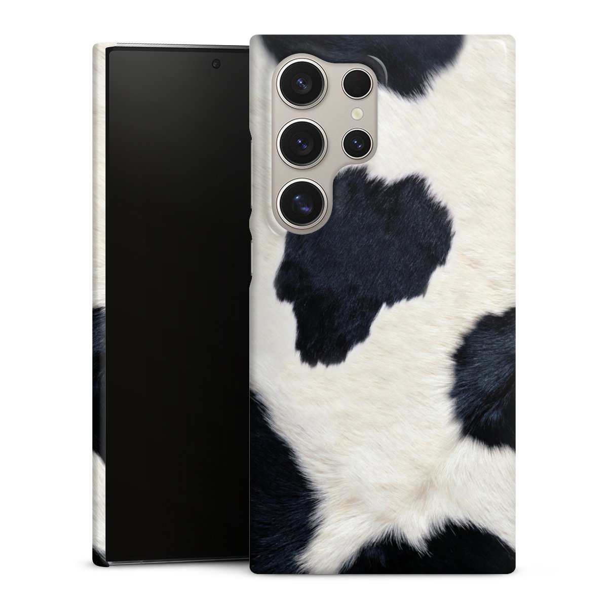 Galaxy S24 Ultra Handy Premium Case Smartphone Handyhülle Schutzhülle glänzend Animal Look Animal Print Cow Skin Premium Case