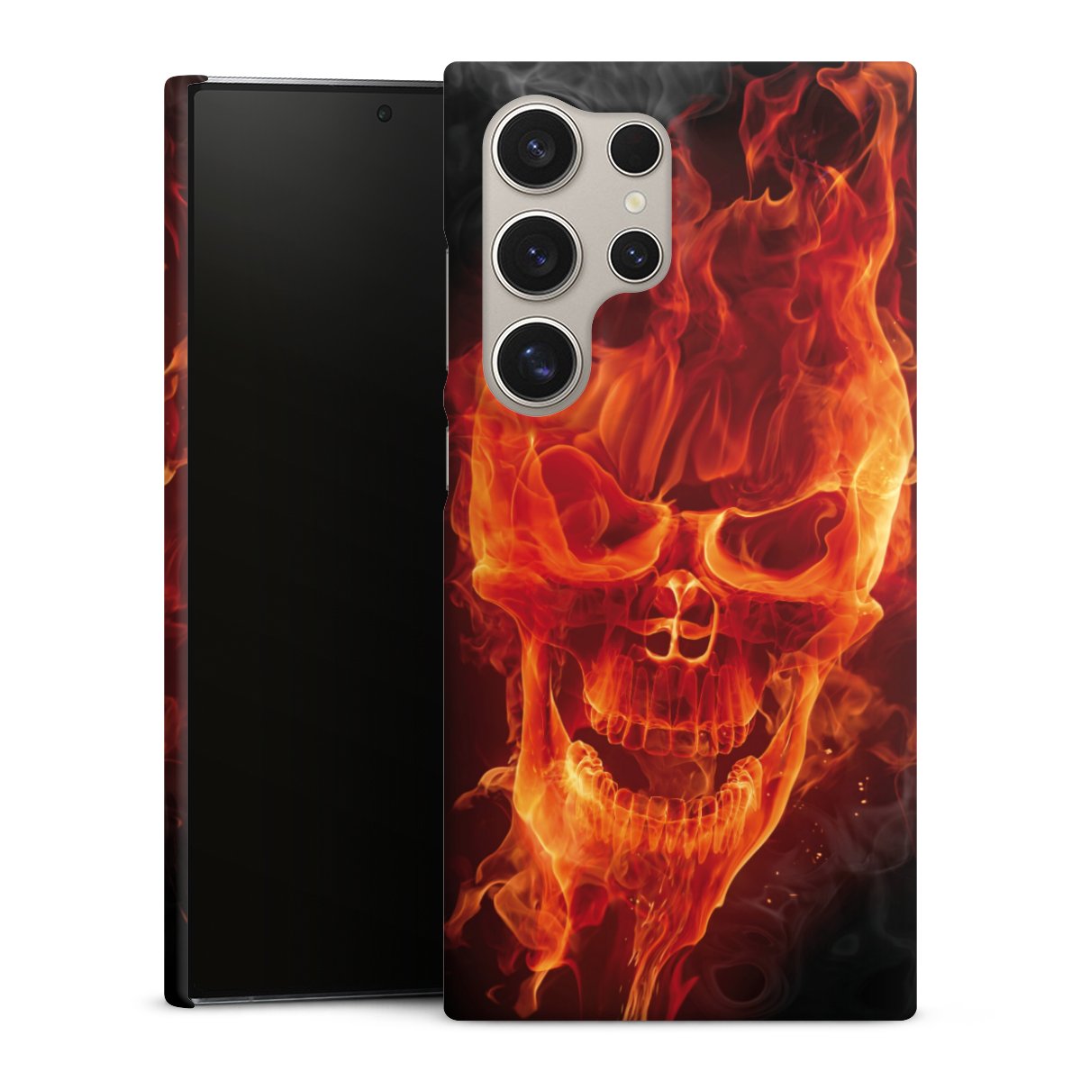 Galaxy S24 Ultra Handy Premium Case Smartphone Handyhülle Schutzhülle matt Totenkopf Skull Fire Premium Case