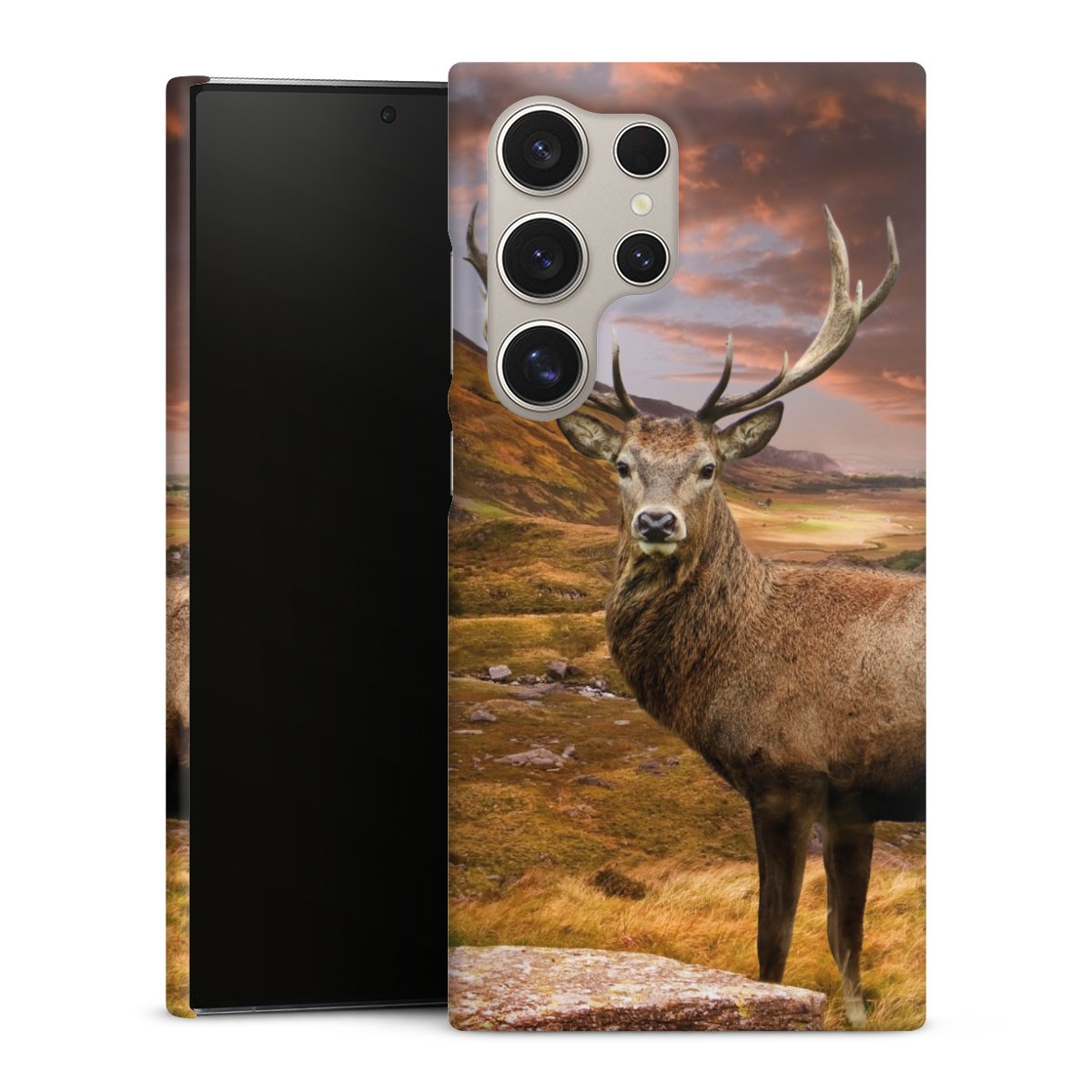 Galaxy S24 Ultra Handy Premium Case Smartphone Handyhülle Schutzhülle matt Meadow Mountain Deer Premium Case