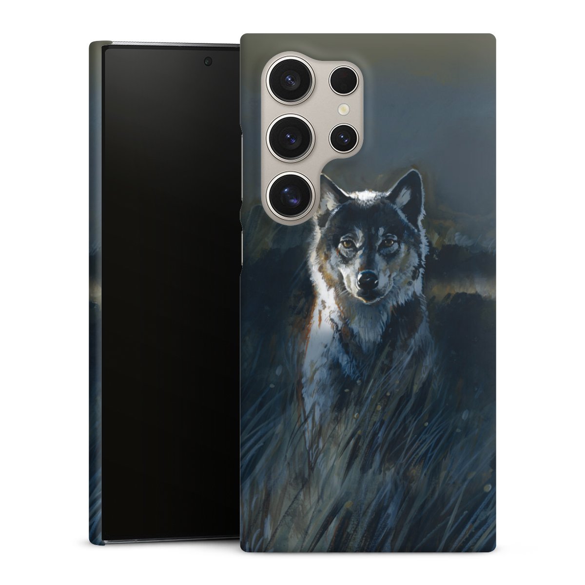 Galaxy S24 Ultra Handy Premium Case Smartphone Handyhülle Schutzhülle matt Nature Wolf Painting Premium Case