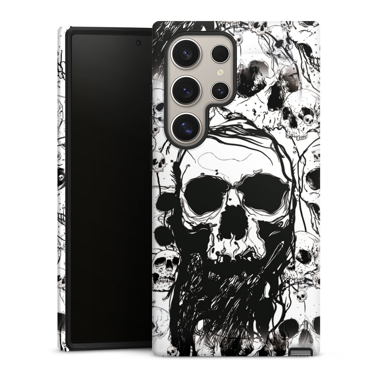 Galaxy S24 Ultra Handy Panzer Handyhülle robuste Outdoor Hülle Schutzhülle glänzend Totenkopf Halloween Tough Case