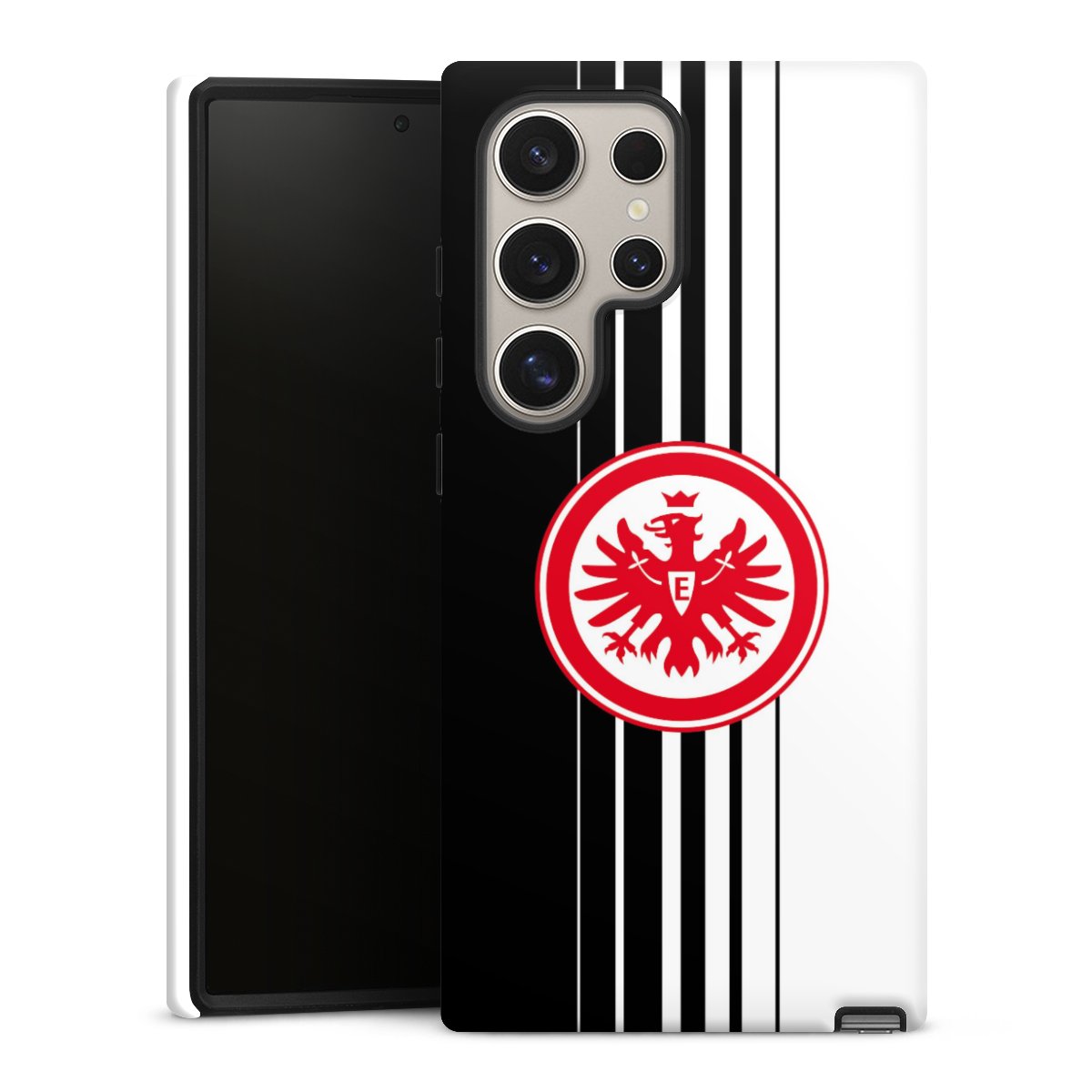 Galaxy S24 Ultra Handy Panzer Handyhülle robuste Outdoor Hülle Schutzhülle matt Stripes Eintracht Frankfurt Official Licensed Product Tough Case