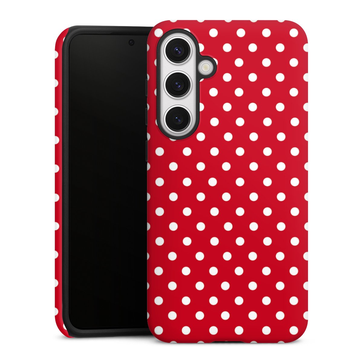 Galaxy S24+ Handy Panzer Handyhülle robuste Outdoor Hülle Schutzhülle matt Points Polka Dots Retro Tough Case