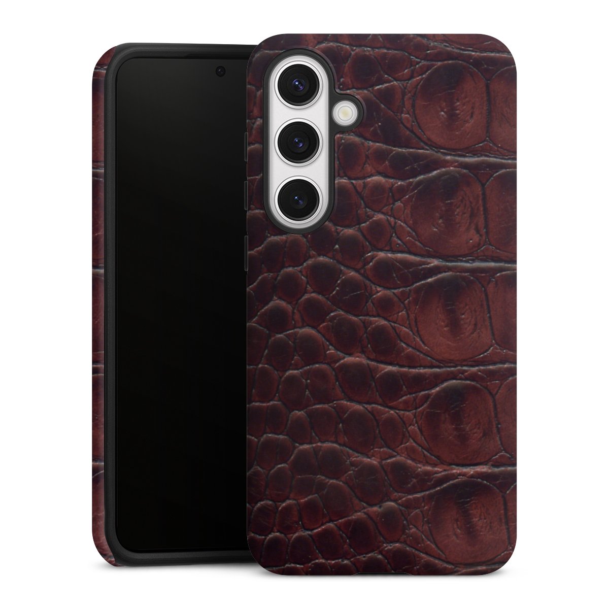 Galaxy S24+ Handy Panzer Handyhülle robuste Outdoor Hülle Schutzhülle matt Crocodile Animal Print Leather Tough Case