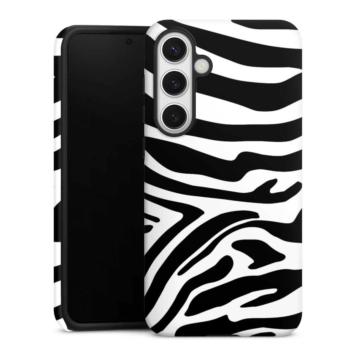 Galaxy S24+ Handy Panzer Handyhülle robuste Outdoor Hülle Schutzhülle matt Zebra Animal Look Animal Print Tough Case