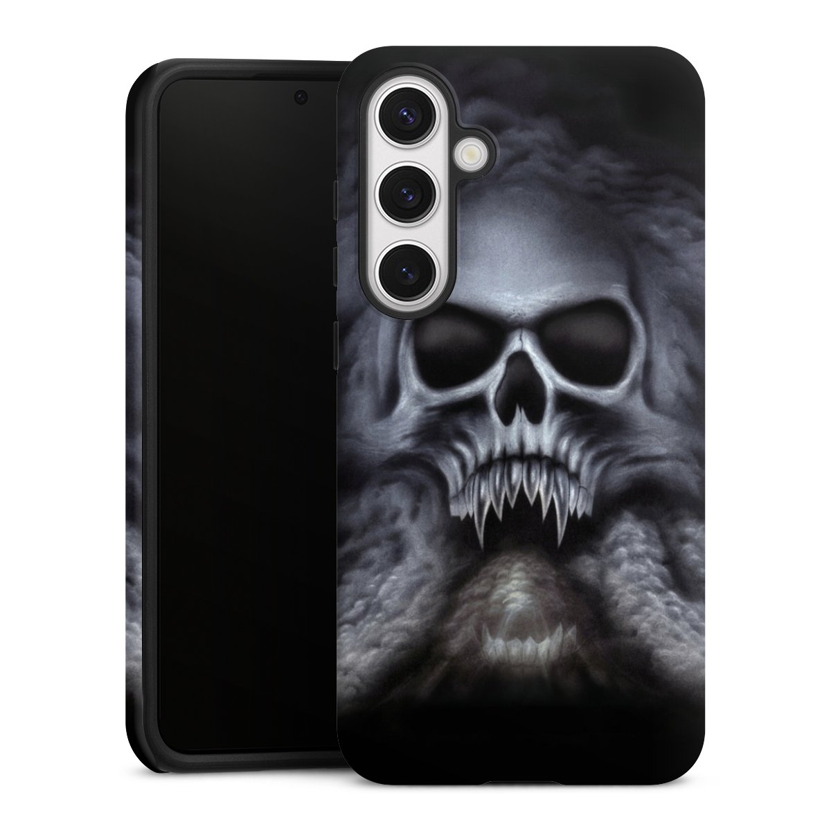 Galaxy S24+ Handy Panzer Handyhülle robuste Outdoor Hülle Schutzhülle matt Totenkopf Skull Tough Case