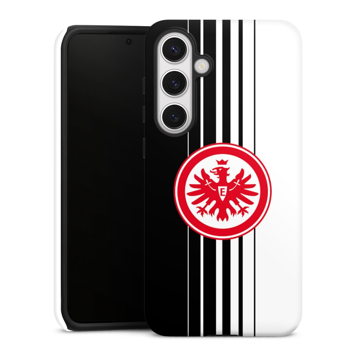 Galaxy S24+ Handy Panzer Handyhülle robuste Outdoor Hülle Schutzhülle matt Stripes Eintracht Frankfurt Official Licensed Product Tough Case