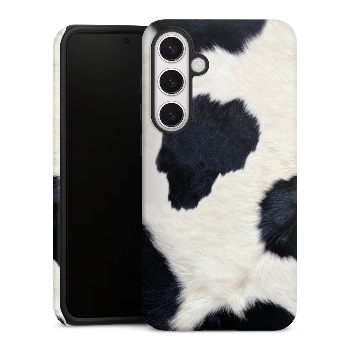 Galaxy S24+ Handy Panzer Handyhülle robuste Outdoor Hülle Schutzhülle matt Animal Look Animal Print Cow Skin Tough Case