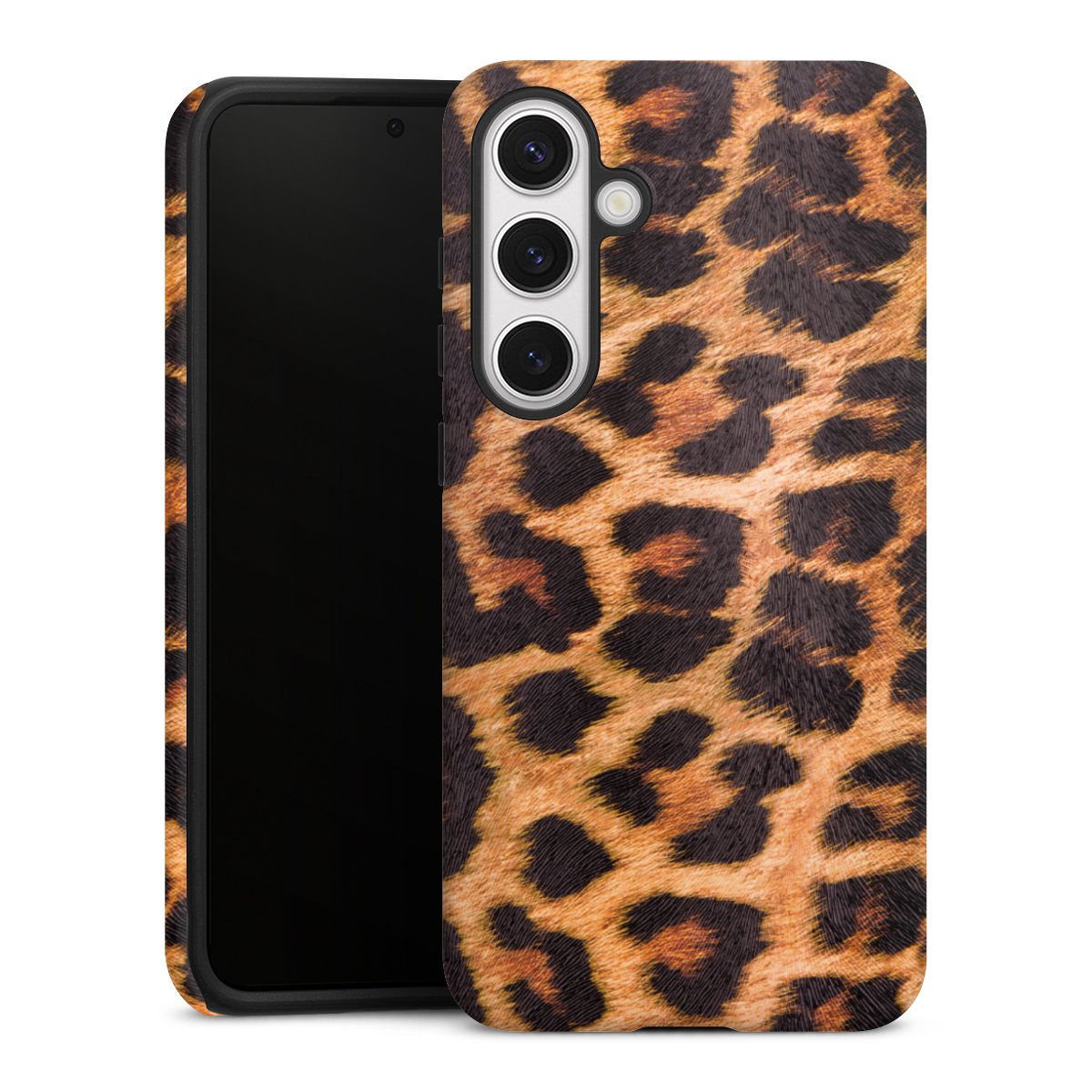 Galaxy S24+ Handy Panzer Handyhülle robuste Outdoor Hülle Schutzhülle matt Animal Print Leopard Fur Tough Case