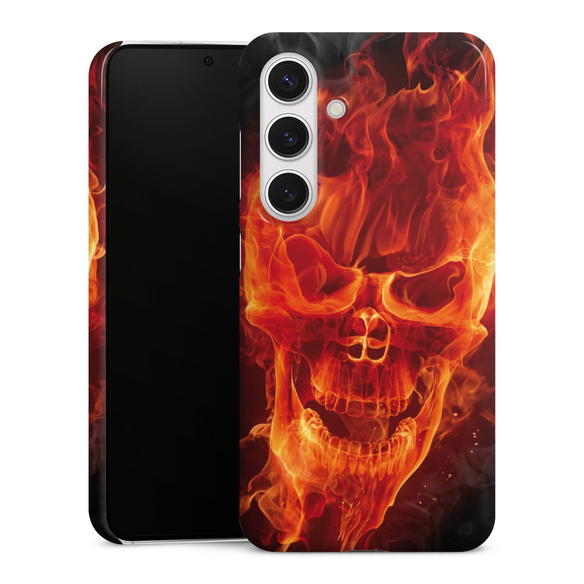 Galaxy S24 Handy Premium Case Smartphone Handyhülle Schutzhülle glänzend Totenkopf Skull Fire Premium Case