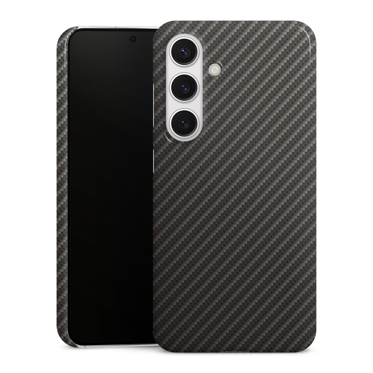 Galaxy S24 Handy Premium Case Smartphone Handyhülle Schutzhülle glänzend Metallic Look Carbon Muster Premium Case