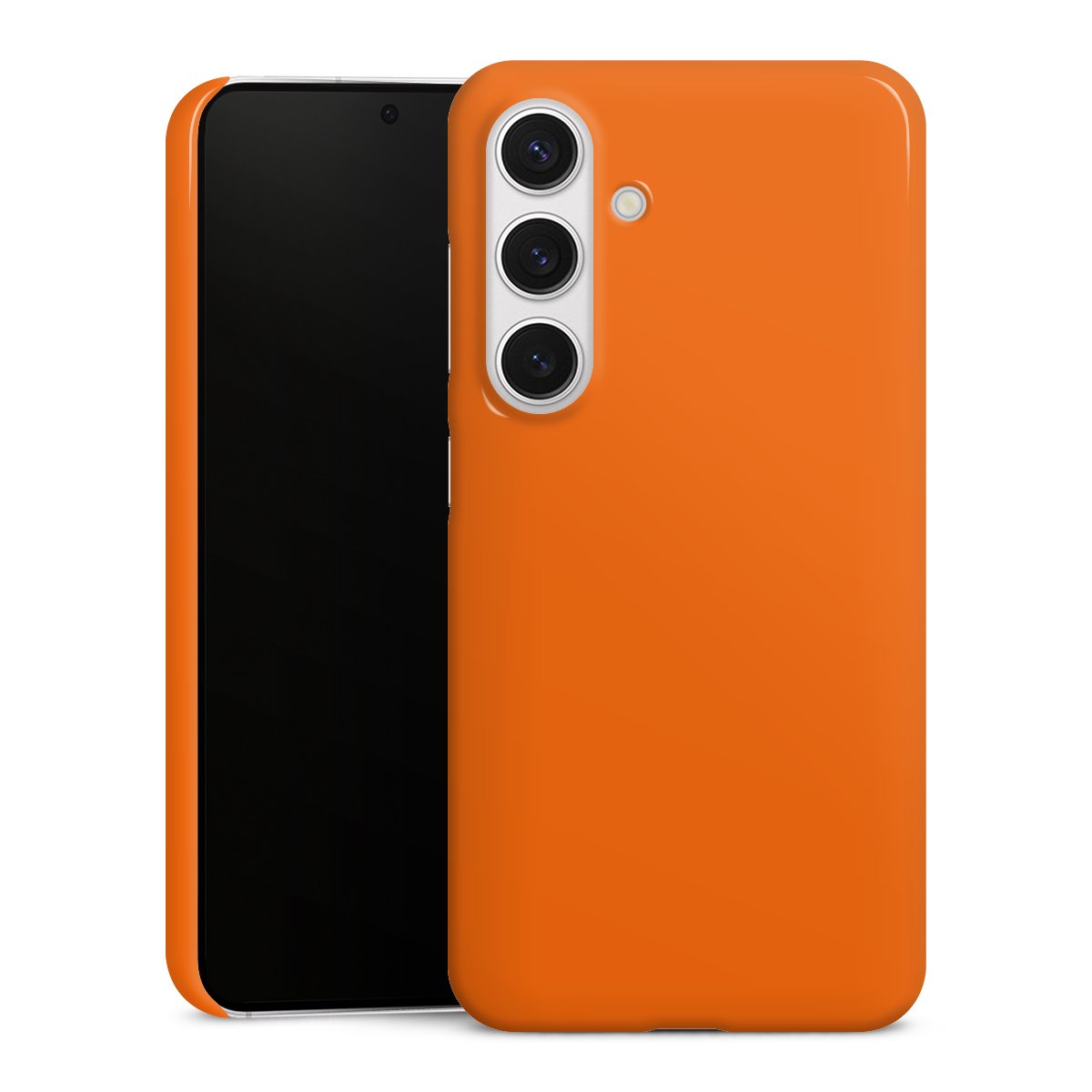 Galaxy S24 Handy Premium Case Smartphone Handyhülle Schutzhülle glänzend Orange Colour Unicoloured Premium Case