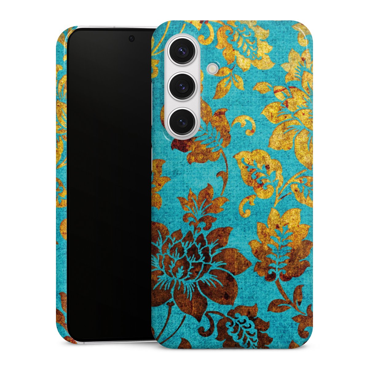 Galaxy S24 Handy Premium Case Smartphone Handyhülle Schutzhülle glänzend Ornament Vintage Flowers Premium Case