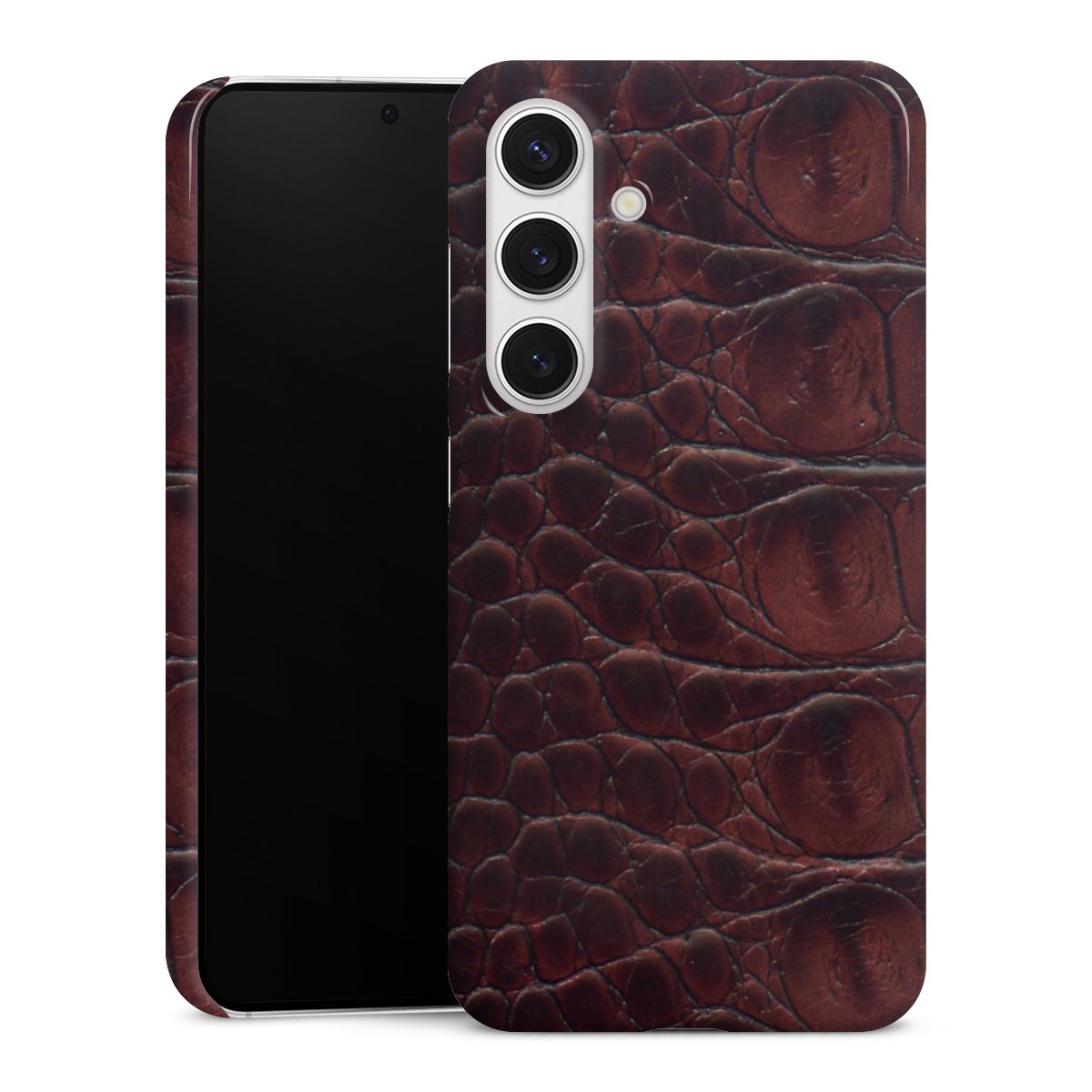 Galaxy S24 Handy Premium Case Smartphone Handyhülle Schutzhülle glänzend Crocodile Animal Print Leather Premium Case