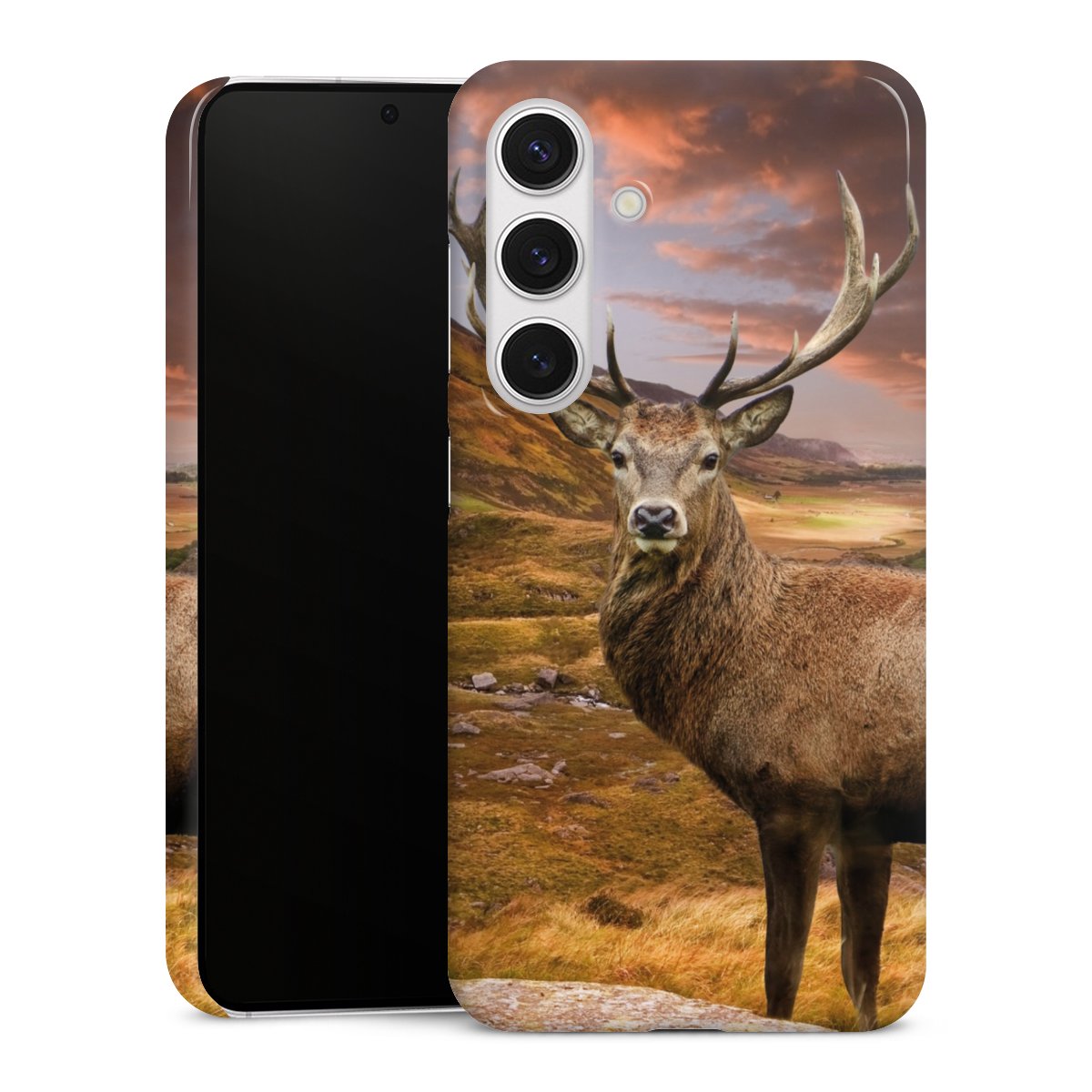 Galaxy S24 Handy Premium Case Smartphone Handyhülle Schutzhülle glänzend Meadow Mountain Deer Premium Case