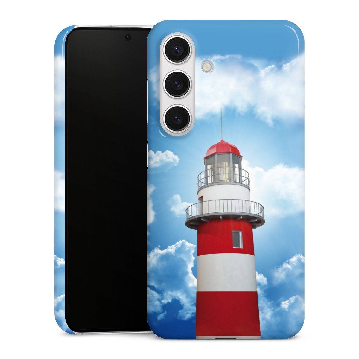 Galaxy S24 Handy Premium Case Smartphone Handyhülle Schutzhülle glänzend Lighthouse Sky Cloud Premium Case