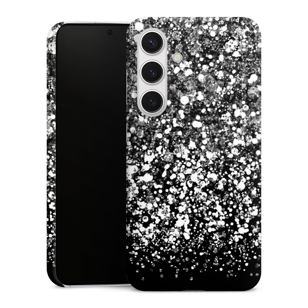 Galaxy S24 Handy Premium Case Smartphone Handyhülle Schutzhülle glänzend Glitzer Snowflake Muster Premium Case