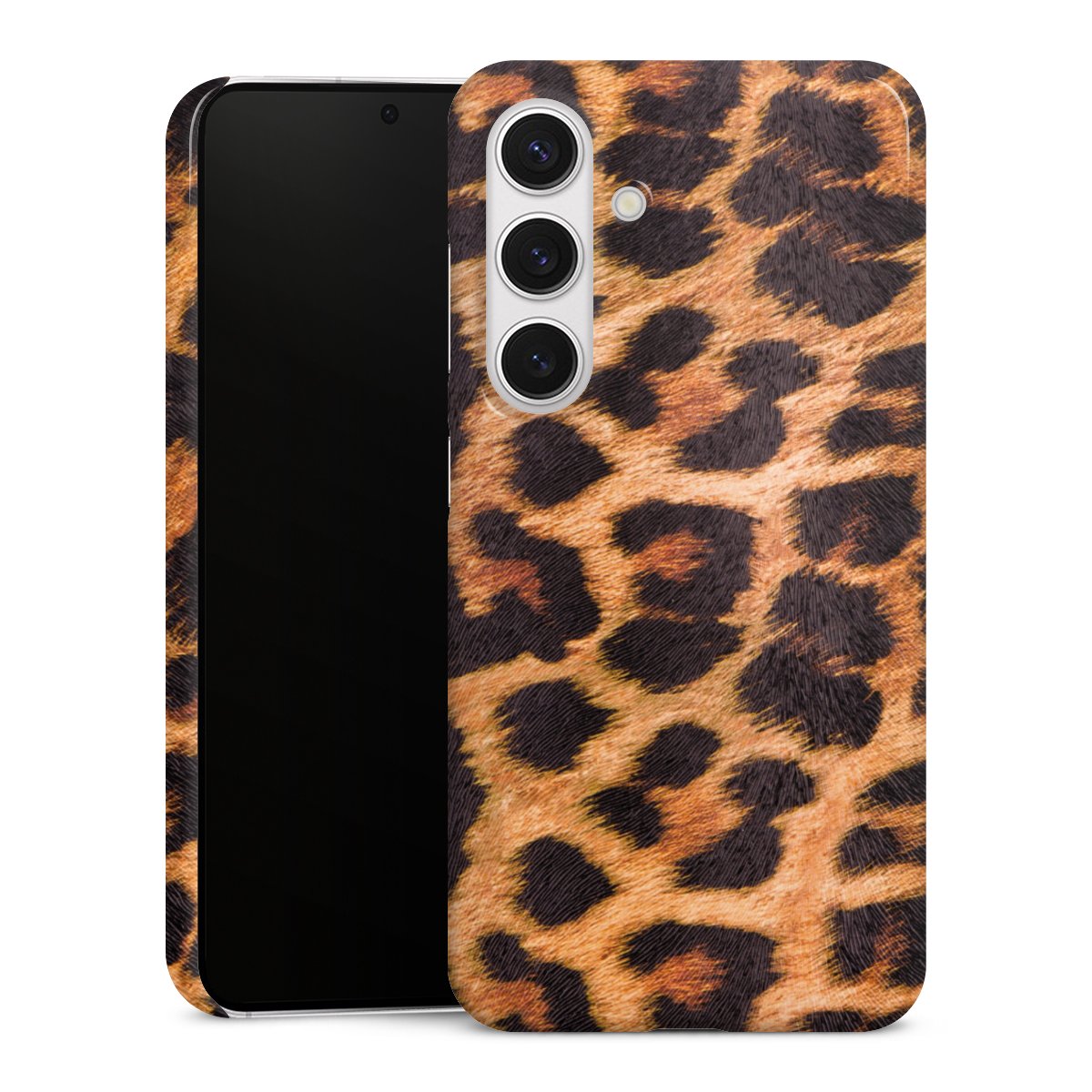 Galaxy S24 Handy Premium Case Smartphone Handyhülle Schutzhülle glänzend Animal Print Leopard Fur Premium Case