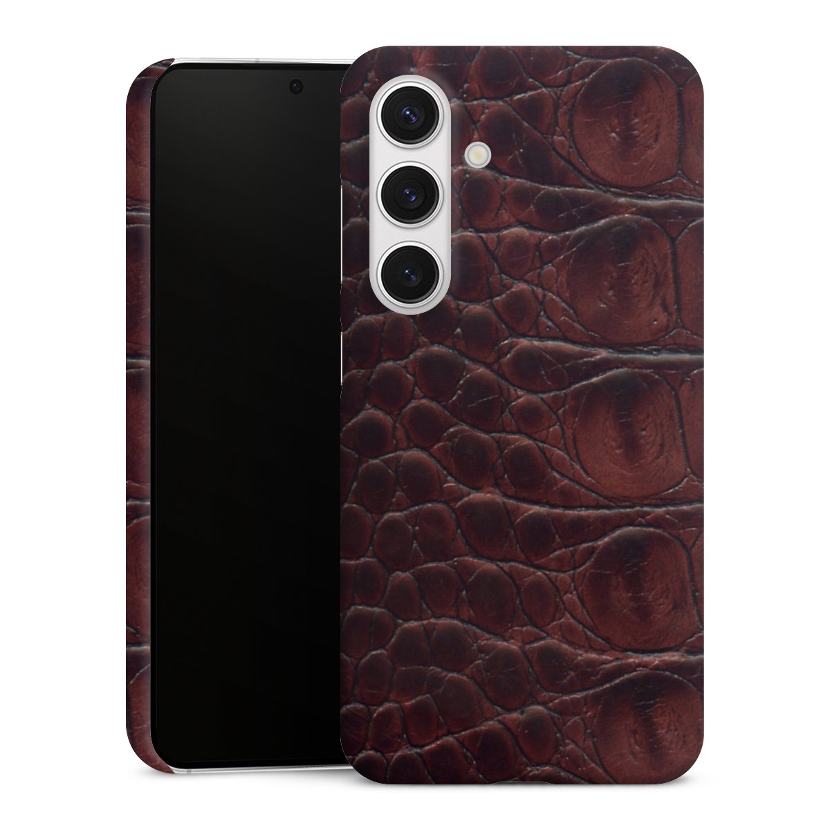 Galaxy S24 Handy Premium Case Smartphone Handyhülle Schutzhülle matt Crocodile Animal Print Leather Premium Case