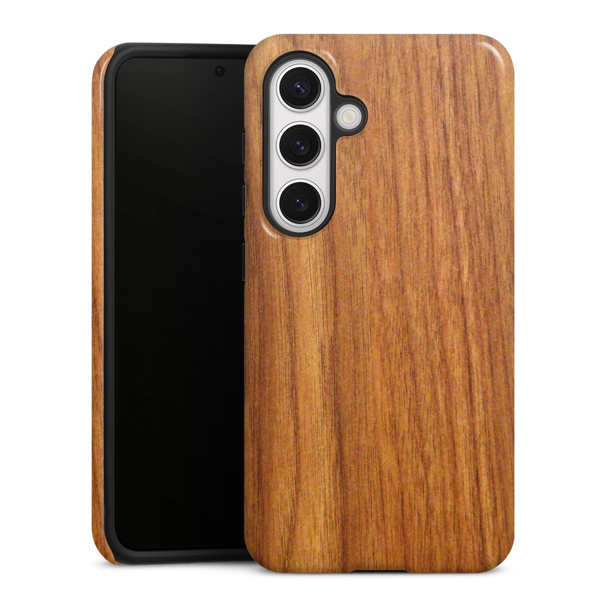 Galaxy S24 Handy Panzer Handyhülle robuste Outdoor Hülle Schutzhülle glänzend Wood Larch Wooden Look Tough Case