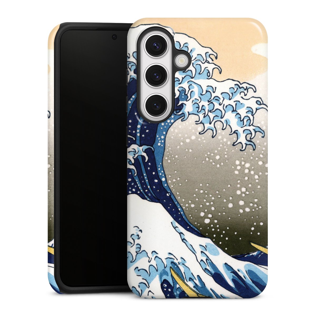 Galaxy S24 Handy Panzer Handyhülle robuste Outdoor Hülle Schutzhülle glänzend Kunst Katsushika Hokusai Die Große Welle Vor Kanagawa Tough Case