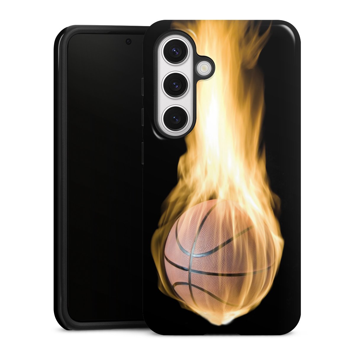 Galaxy S24 Handy Panzer Handyhülle robuste Outdoor Hülle Schutzhülle glänzend Basketball Sports Fire Tough Case