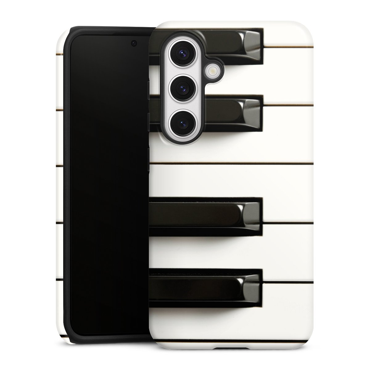 Galaxy S24 Handy Panzer Handyhülle robuste Outdoor Hülle Schutzhülle glänzend Klavier Piano Music Tough Case