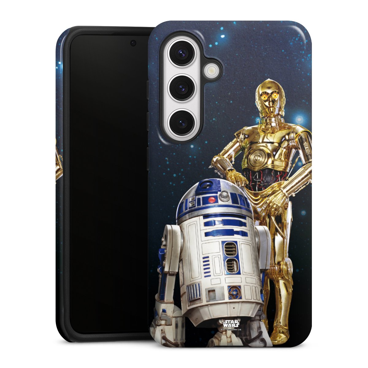 Galaxy S24 Handy Panzer Handyhülle robuste Outdoor Hülle Schutzhülle glänzend Weltall Star Wars R2d2 Tough Case