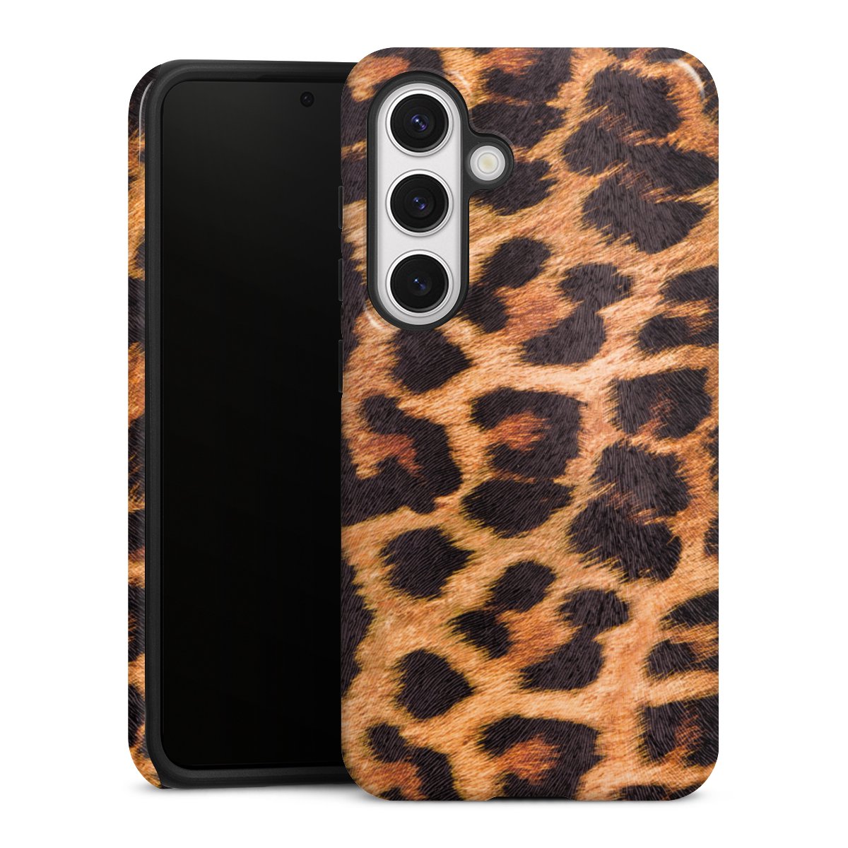 Galaxy S24 Handy Panzer Handyhülle robuste Outdoor Hülle Schutzhülle glänzend Animal Print Leopard Fur Tough Case