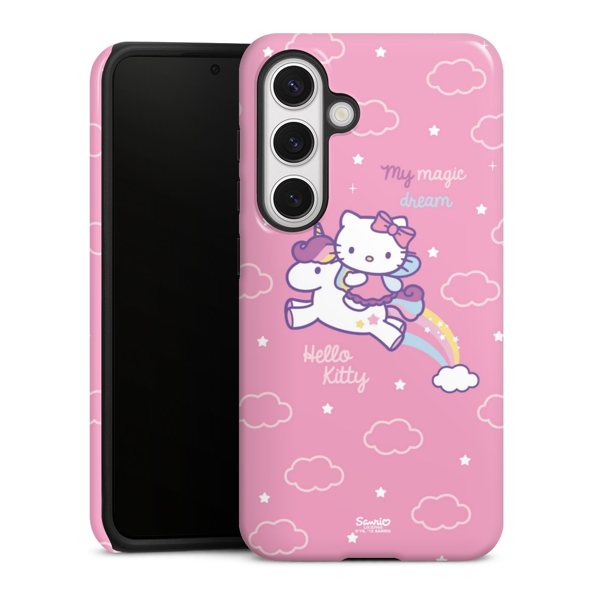 Galaxy S24 Handy Panzer Handyhülle robuste Outdoor Hülle Schutzhülle glänzend Einhorn Official Licensed Product Hello Kitty Tough Case