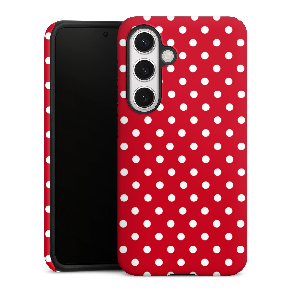 Galaxy S24 Handy Panzer Handyhülle robuste Outdoor Hülle Schutzhülle matt Points Polka Dots Retro Tough Case