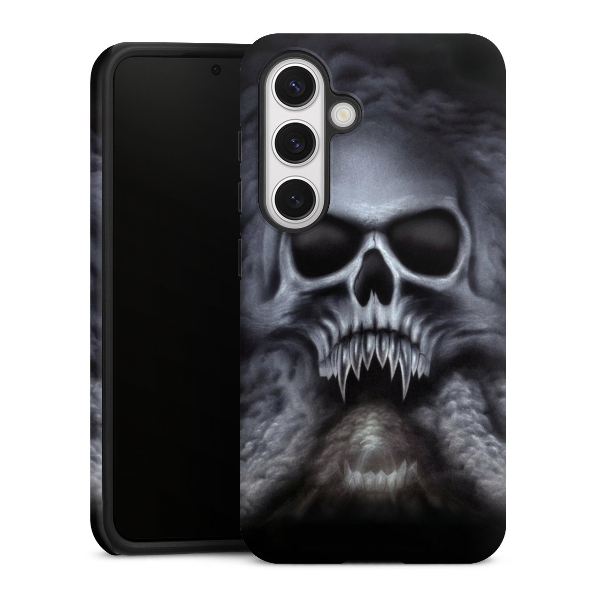 Galaxy S24 Handy Panzer Handyhülle robuste Outdoor Hülle Schutzhülle matt Totenkopf Skull Tough Case