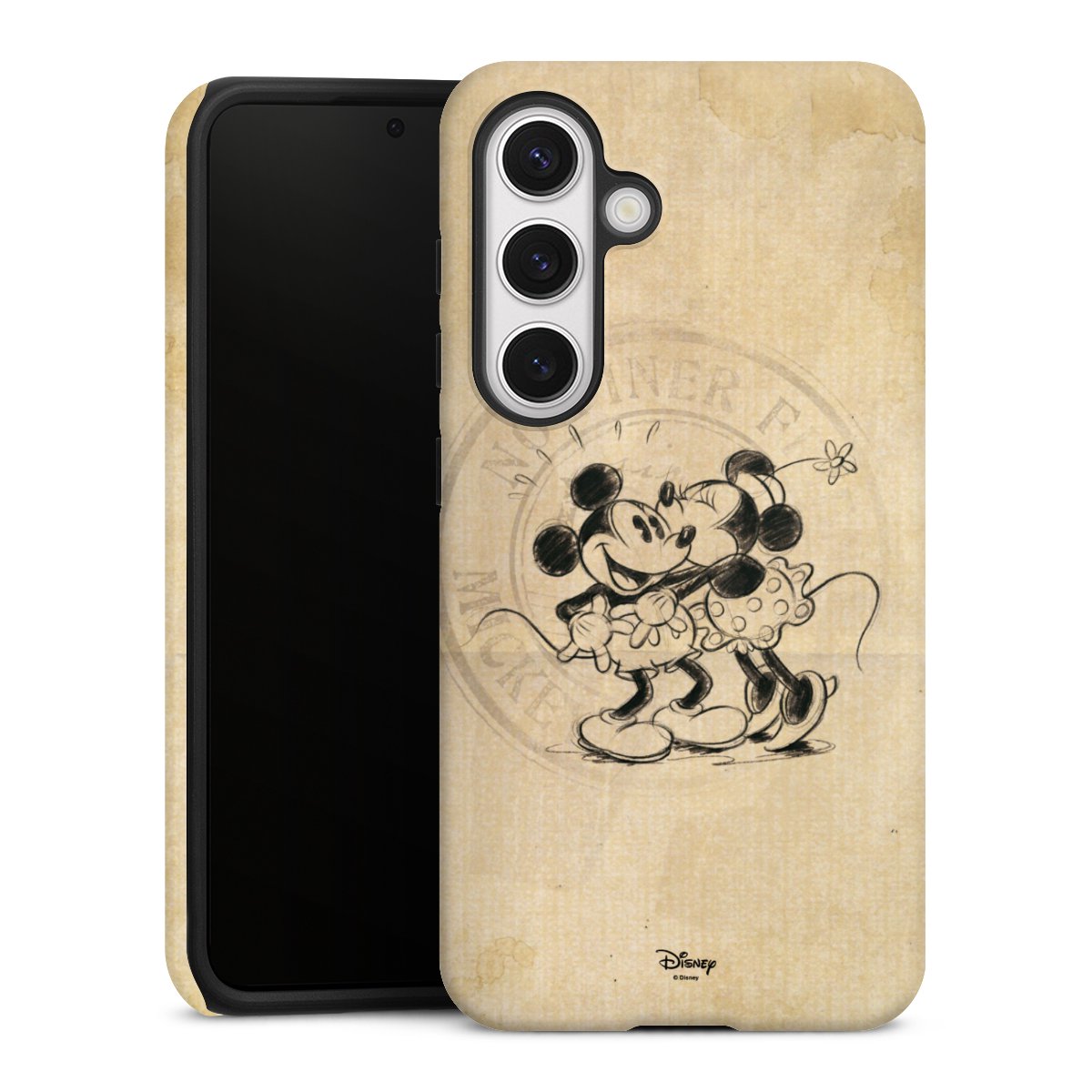 Galaxy S24 Handy Panzer Handyhülle robuste Outdoor Hülle Schutzhülle matt Mickey Mouse Vintage Minnie Mouse Tough Case