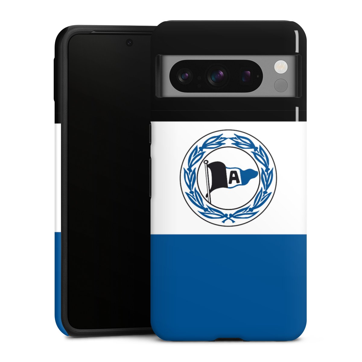 Google Pixel 8 Pro Handy Panzer Handyhülle robuste Outdoor Hülle Schutzhülle glänzend Arminen Official Licensed Product Arminia Bielefeld Tough Case