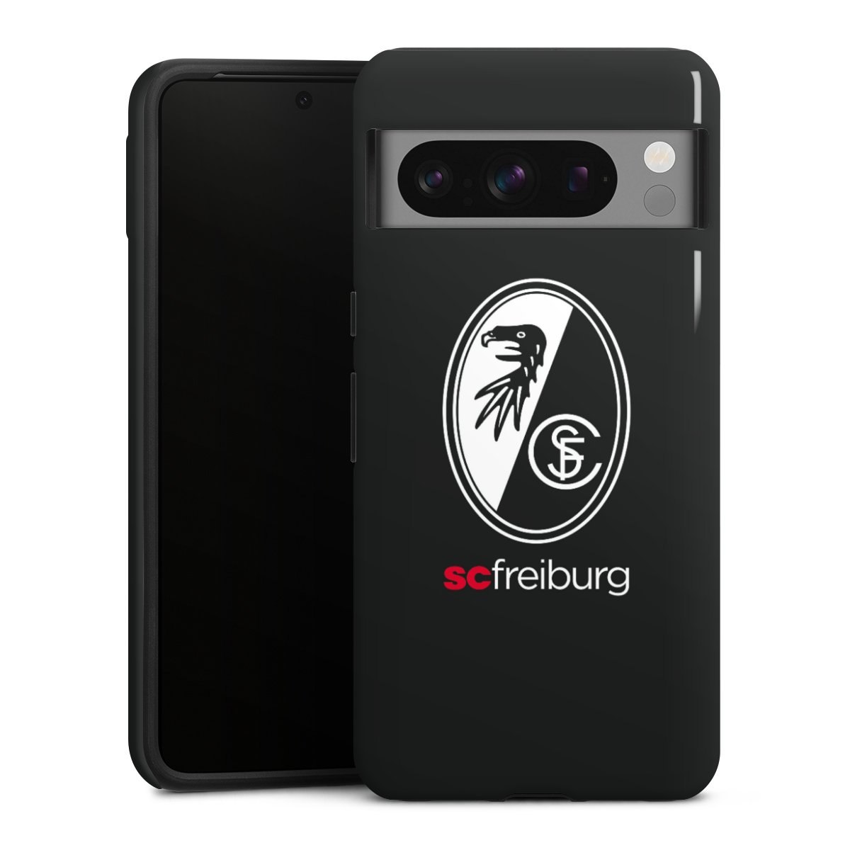 Google Pixel 8 Pro Handy Panzer Handyhülle robuste Outdoor Hülle Schutzhülle glänzend Official Licensed Product Sc Freiburg Coat Of Arms Tough Case