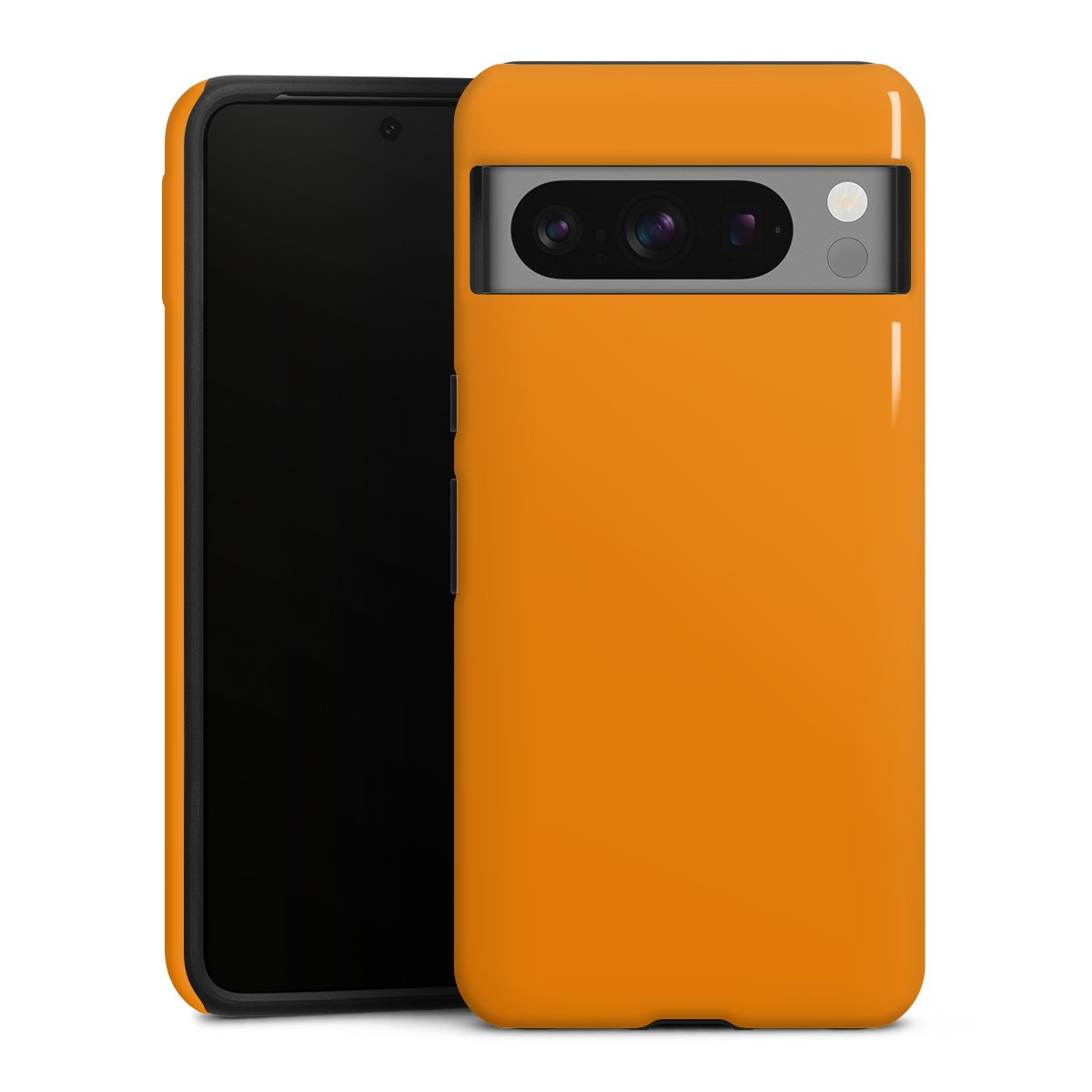 Google Pixel 8 Pro Handy Panzer Handyhülle robuste Outdoor Hülle Schutzhülle glänzend Unicoloured Colour Orange Tough Case