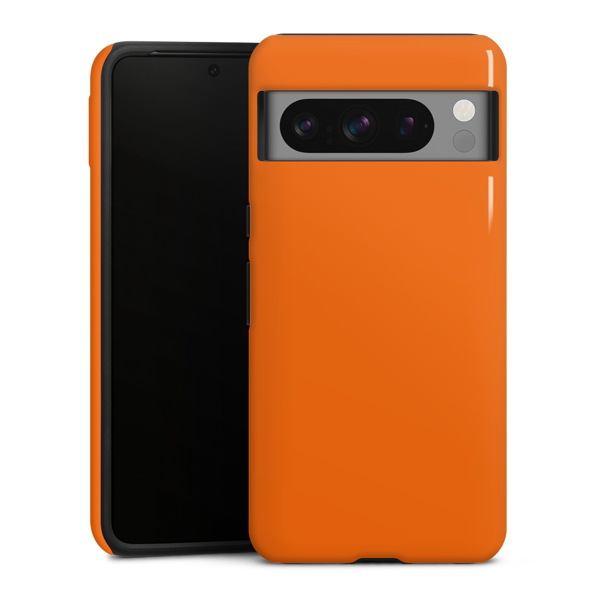 Google Pixel 8 Pro Handy Panzer Handyhülle robuste Outdoor Hülle Schutzhülle glänzend Orange Colour Unicoloured Tough Case