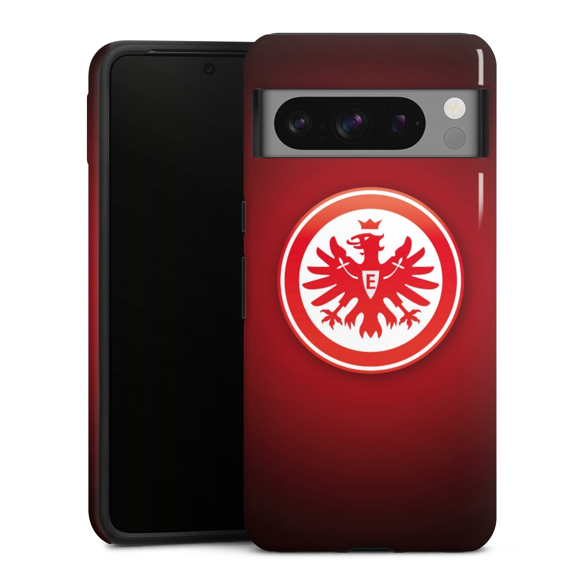 Google Pixel 8 Pro Handy Panzer Handyhülle robuste Outdoor Hülle Schutzhülle glänzend Eintracht Frankfurt Official Licensed Product Coat Of Arms Tough Case