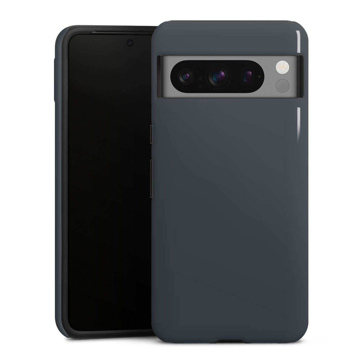 Google Pixel 8 Pro Handy Panzer Handyhülle robuste Outdoor Hülle Schutzhülle glänzend Grey Anthracite Unicoloured Tough Case