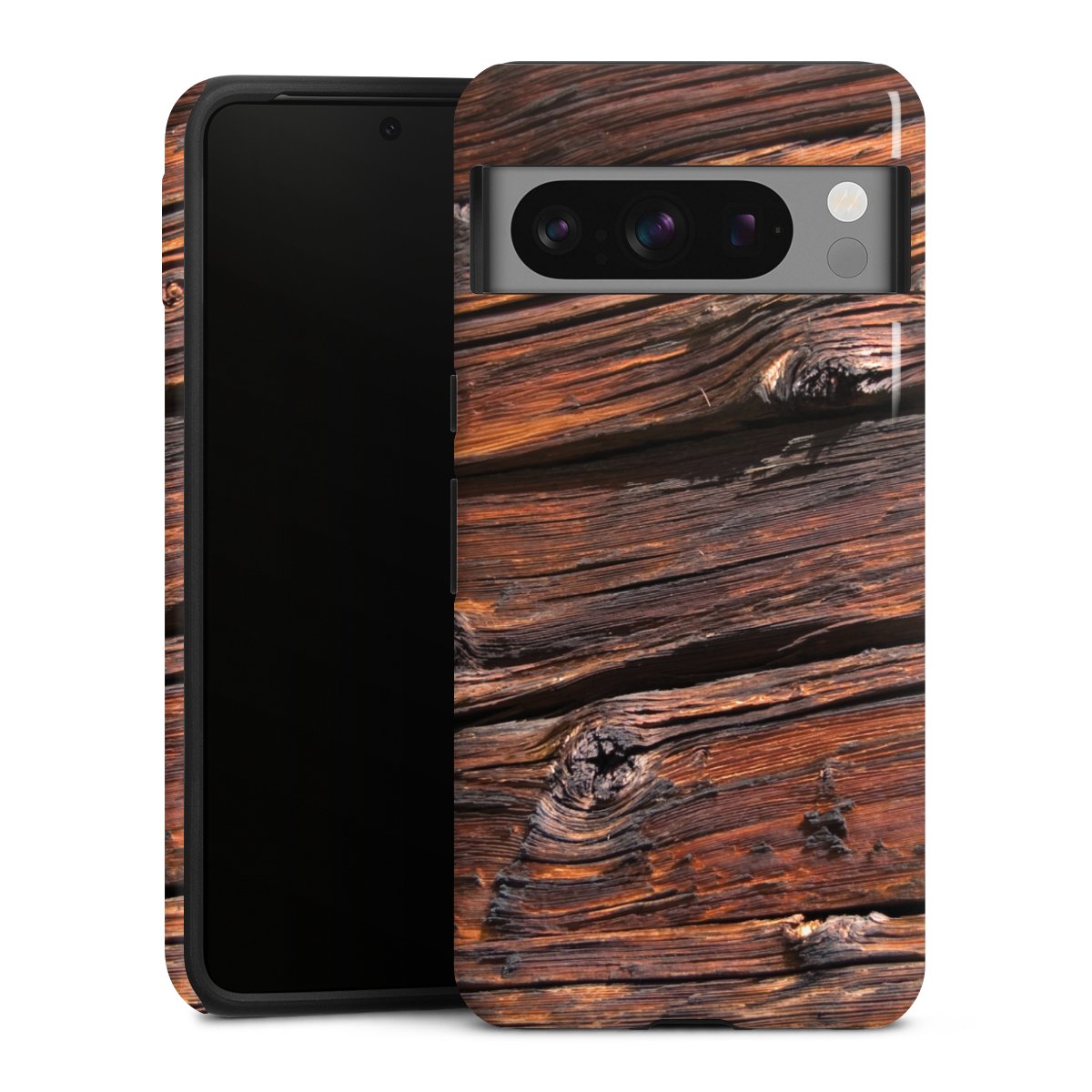 Google Pixel 8 Pro Handy Panzer Handyhülle robuste Outdoor Hülle Schutzhülle glänzend Beams Wooden Look Wood Tough Case