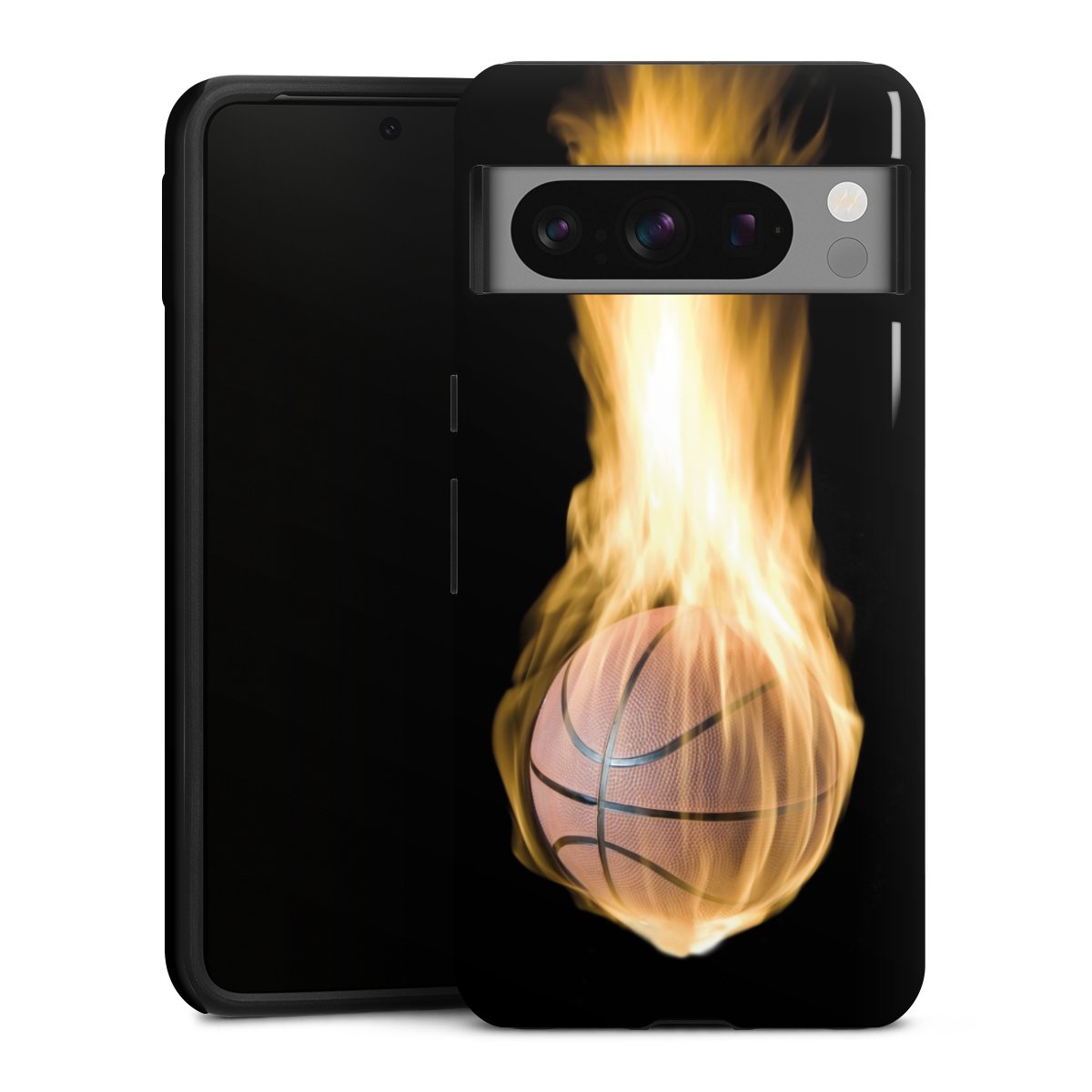 Google Pixel 8 Pro Handy Panzer Handyhülle robuste Outdoor Hülle Schutzhülle glänzend Basketball Sports Fire Tough Case