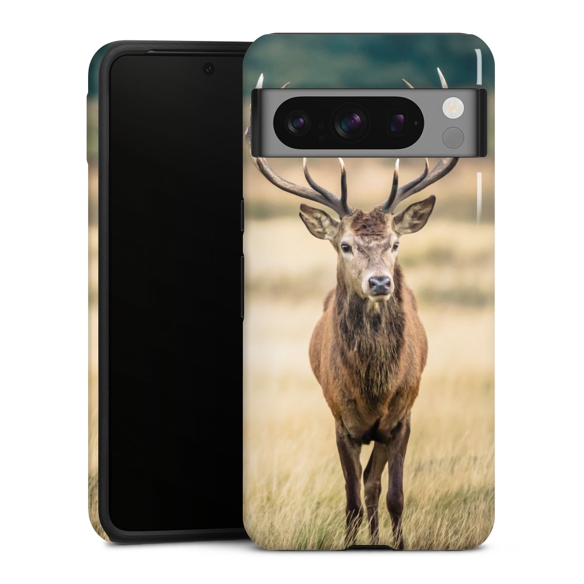 Google Pixel 8 Pro Handy Panzer Handyhülle robuste Outdoor Hülle Schutzhülle glänzend Deer Meadow Forrest Tough Case